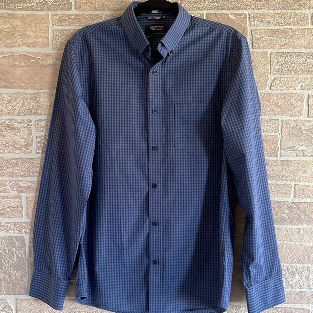 NORDSTROM MEN'S SHOP Trim Fit Non-Iro Gingham Sport Shirt